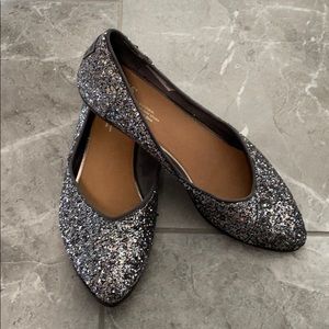 Tom’s Jutti Pewter Glitter Party Flat shoes